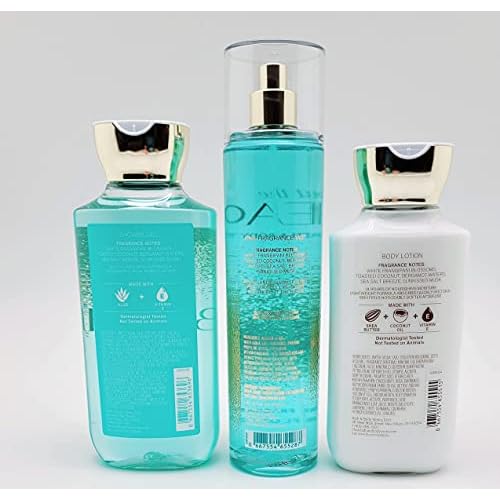 Bath & Body Works - At the Beach - 3 pc Trio Bundle - Shower Gel, Fine Fragrance Mist and 24-Hour Moisture Body Lotion -2020, Full Size