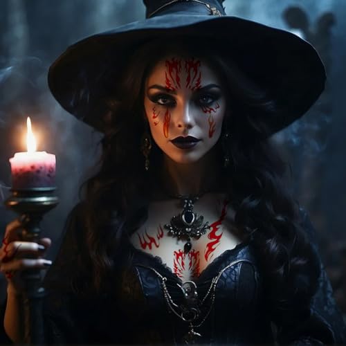 Flame Tattoo Stickers - 6 Sheets Halloween Face Makeup Decals