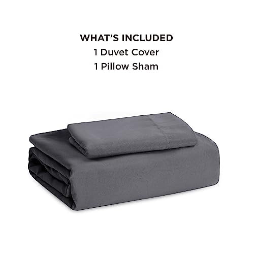 Bedsure Dark Grey Twin Duvet Cover Set - Soft Prewashed Duvet Cover Twin Size, 2 Pieces, 1 Duvet Cover 68x90 Inches with Zipper Closure and 1 Pillow Sham, Comforter Not Included