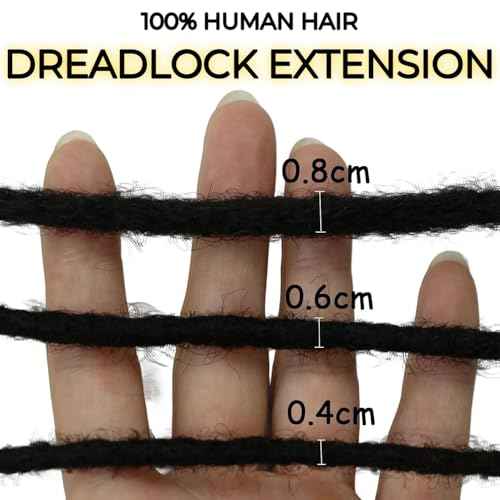 0.4cm & 0.6cm Width, 4-14 Inches10, 30, 60, 100 Strands Options 100% Real Human Hair Dreadlock Extensions for Men/Women/Kids, Handmade Permanent Loc Extension Bundles (0.6cm, 8inches, 30Strands)