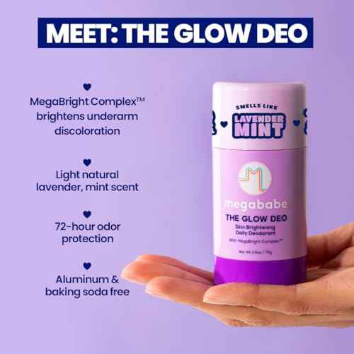 Megababe Daily Deodorant - The Glow Deo with 72 hour Odor Protection | Holiday Gifts for Women, Aluminum-Free, All Natural | MegaBright complex brightens skin, 2.6 oz