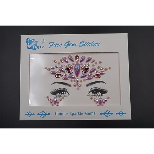Topz pink face jewels festival Rhinestone stickerfor women halloween makeup mermaid purple face gems stick on festival rave cute Face gem temporary tattoos for edm music festival (S056)