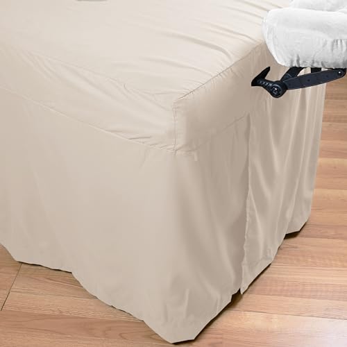 Body Linen Microfiber Massage Table Skirt - Soft Stain-Resistant Cover (Natural)