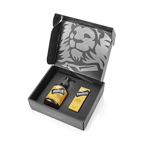 Proraso Wood and Spice Beard Care Duo Kit - Beard Wash and Oil with Warm, Woodsy Scent for Long or Full Beards - Premium Italian Gift Set for Men