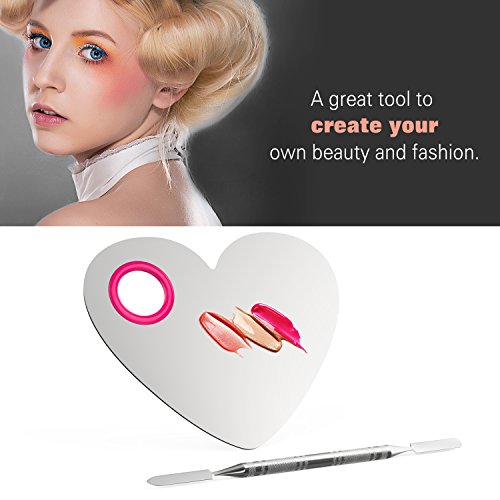 Heart-Shaped Stainless Steel Makeup Mixing Palette with Thumb Hole