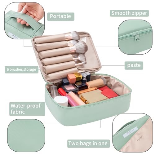 Queboom Travel Makeup Bag - Large Capacity Cosmetic Organizer