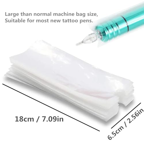 Tattoo Machine Pen Covers 200pcs - 65x180mm Clear Sleeves