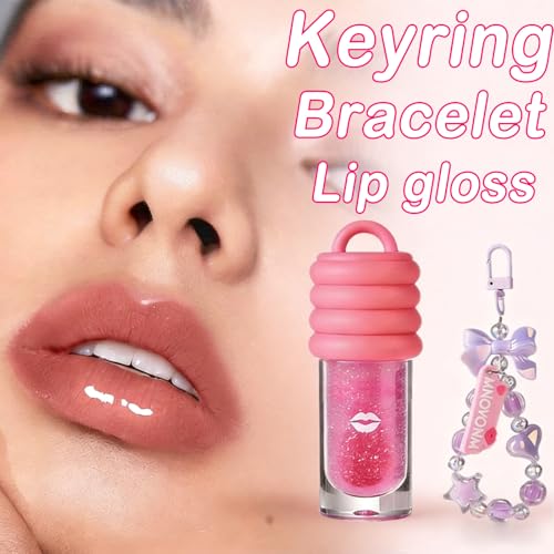 3-Piece Glitter Lip Gloss Set with Keychain