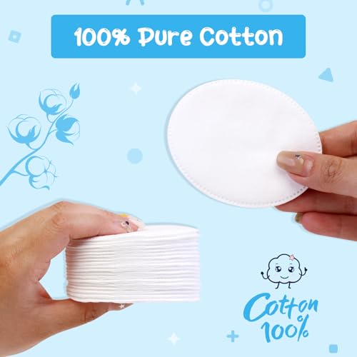 Cottonessence Large Oval Cotton Pads (100 Count) - 100% Pure Cotton Makeup Pads
