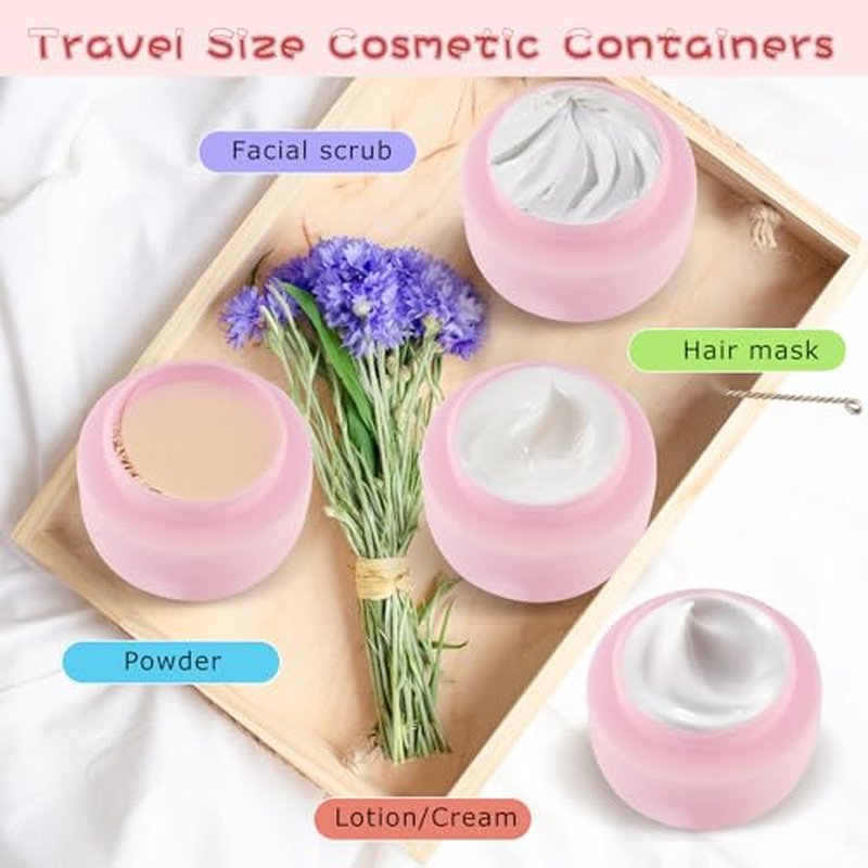 6 Pack 250ml Matte Pink Plastic Cream Jars with Spatulas