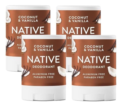 Native Deodorant Coconut & Vanilla Travel Size 0.5oz Pack of 4 - Aluminum-Free, Vegan & Cruelty-Free for Men & Women