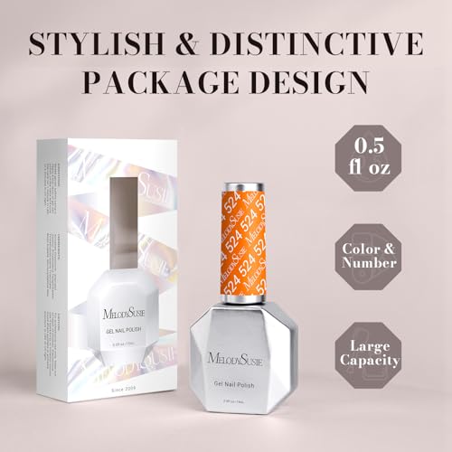 MelodySusie Bright Neon Orange Gel Nail Polish - 0.5 fl oz UV LED Soak Off