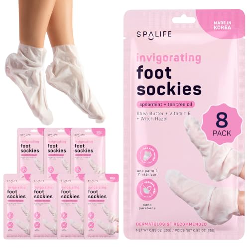 SpaLife Moisturizing Foot Mask Booties for Dry Cracked Feet - 8 Pack