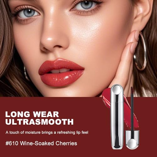 Rose Brick Red Liquid Lipstick - Waterproof, Long-Lasting Gloss