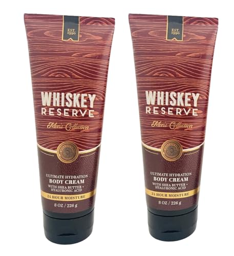 Bath & Body Works Men's Whiskey Reserve Ultra Shea Cream 8 Oz 2 Pack - Ultimate Hydration, 16 Ounce