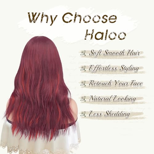 Red Wavy Wig with Bangs - 19 Inch Heat Resistant Synthetic
