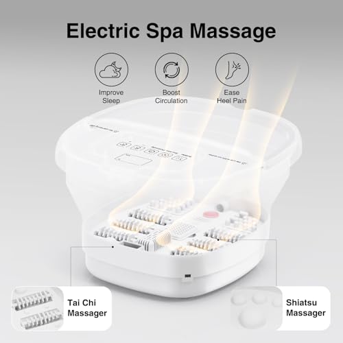 Heated Foot Spa Massager with Shiatsu Rollers & Bubbles