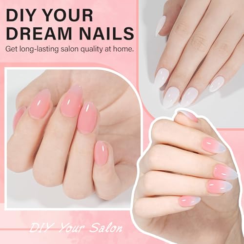 ALDISA 240pcs Almond Nail Kit with UV Lamp - DIY Salon Gel Tips & Polish Set