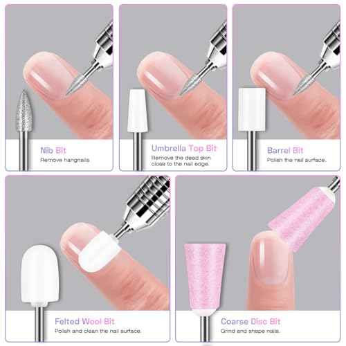 30PCS Nail Drill Bits Set with Holder Case, 3/32 Inch Tungsten Carbide Ceramic Diamond Efile Cuticle Nail Bits Tool, Safety Bits for Acrylic Gel Removal Polish Nail Tech Manicure Pedicure, Home Salon