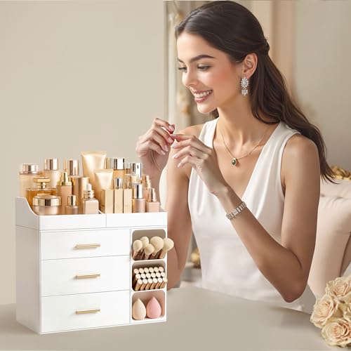 HBlife Makeup Organizer with Brush Holder & 3 Drawers