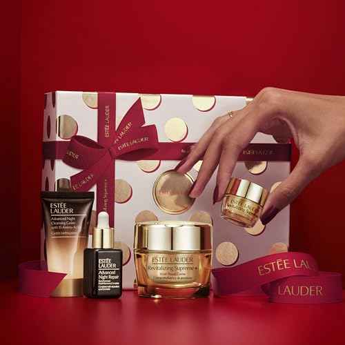 Est?e Lauder Revitalizing Supreme+ Holiday Skincare Gift Set | The Lift + Firm Routine | Includes Full-Size Moisturizer 1.7 Ounce + Cleanser 1 Fl Oz, Eye Cream 0.17 Ounce, Face Serum 0.5 Fl Oz