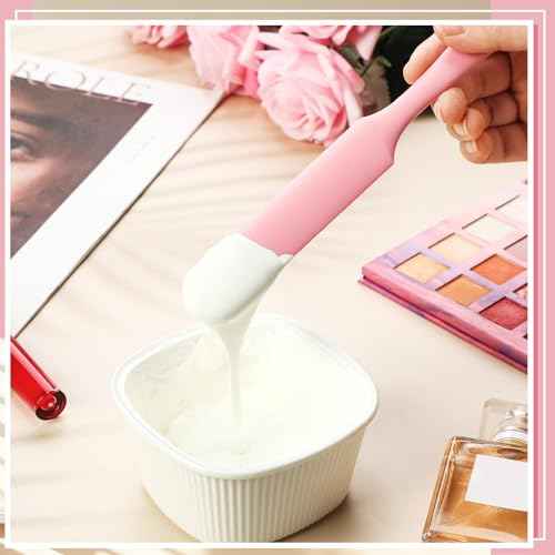 Patelai Non Stick Wax Spatulas Silicone Waxing Sticks Waxing Applicator Hair Removal Large Reusable Scraper Large Area Hard Wax Sticks for Home Salon Body Use Mixing Resin(Sun Pink)