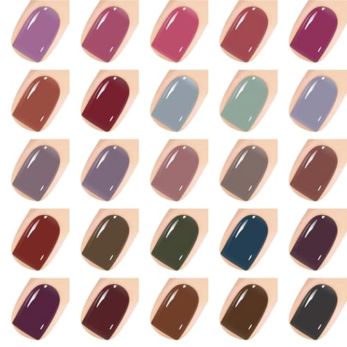 Vishine 48 PCS Jelly Gel Nail Polish, 45 Colors, Brown, Translucent, Crystal Clear Sheer Manicure Gift Set