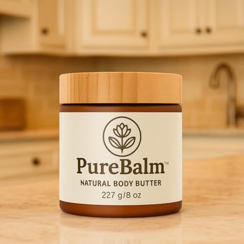 PureBalm¢â Natural Body Butter with Turmeric - Deep moisture for Dry Skin - Shea Butter, Coconut Oil & Palm Kernel Seed Oil - 8oz
