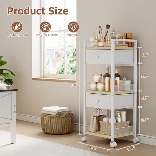 Flycity Rolling Makeup Organizer Cart with Drawers & Wheels