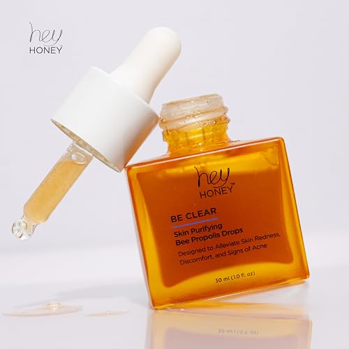 Hey Honey Skincare Be Clear Skin Purifying Bee Propolis Drops Serum | Designed To Alleviate Skin Redness, Discomfort, Blemishes & Acne | 1 Oz