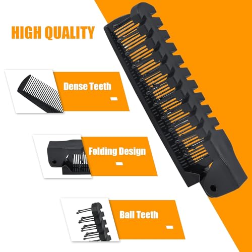 3PCS Travel Foldable Anti-Static Hair Comb Set - Double Headed Hairdressing Tools for Men & Women - Black