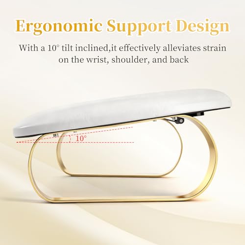 Arm Rest for Nails Tech with Rotating Phone Holder, U-Shaped 10¡Æ Inclined Nail Arm Rest Pillow Cushion, Manicure Hand Rest Pad for Salon, Nail Tech School and Home DIY (White)