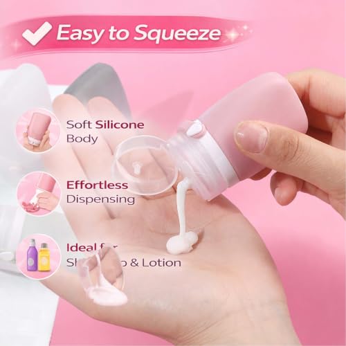 4 Pack Clear & White 1 oz Silicone Travel Bottles Leakproof TSA Approved