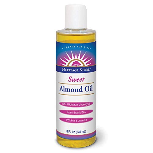HERITAGE STORE Sweet Almond Oil with Vitamin E, Unscented (Btl-Plastic) | 8oz