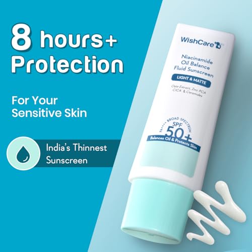 WishCare 5% Niacinamide Oil Balance Fluid Sunscreen SPF 50 PA++++ - Lightweight Matte Sunscreen SPF 50 for Oily Skin & No White Cast 50g