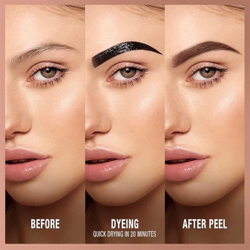 2Pcs Tattoo Eyebrow Gel Easy Peel Off,Temporary Eyebrow Tint,Waterproof Transfer-proof Fuller with 150¡ÆSmall Curved Tray,Defined Brow Stain,for Women Last Up to 5 Days(Espresso)