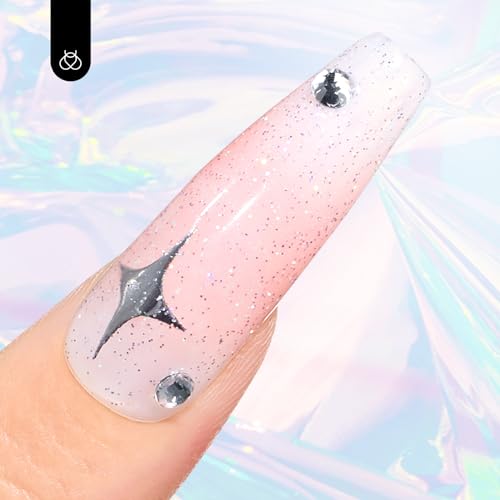 Beetles No Wipe Glitter Gel Top Coat 15ml - Reflective Silver Sparkle Finish