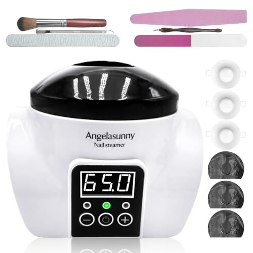 Electric Nail Steam Remover Machine Nail Soaking Bowl with Manicure Tools ? Adjustable Temp, Fast Gel/Dip/Acrylic Remover, LED Display & Acetone-Proof Bowl for Home Salon