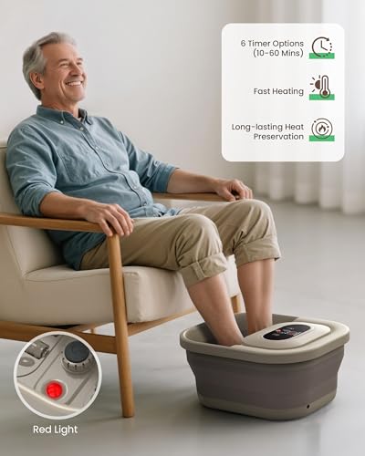 Heycool Collapsible Foot Spa Bath Massager with Bubbles & 8 Rollers