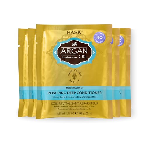 HASK ARGAN OIL Repairing Deep Conditioner Treatments for all hair types, color safe, gluten free, sulfate free, paraben free - Pack of 6