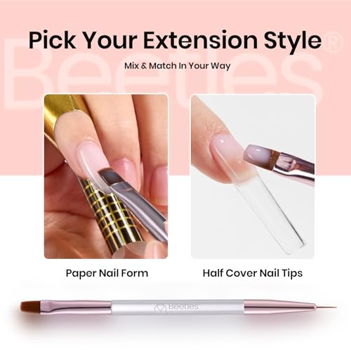 Beetles Hard Gel Nail Kit with 3 Colors, Nude & White, Builder & Tip Extensions