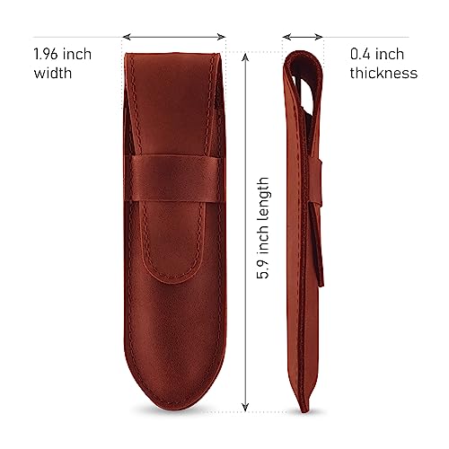 Straight Razor Case, Genuine Cowhide Leather Straight Razor Cover, Barber Straight Razor Holder, Travel Razor Case (Cognac)