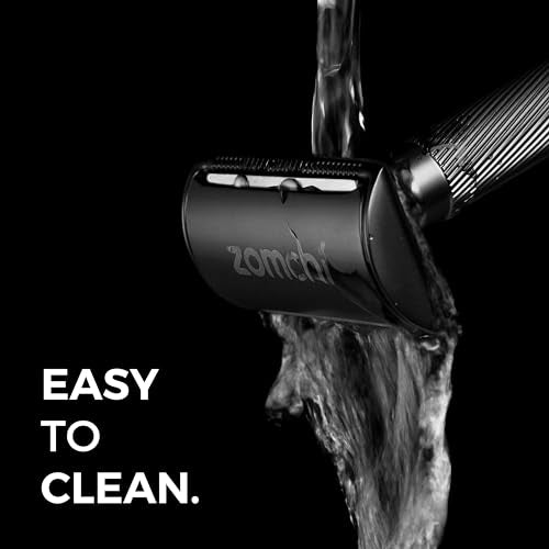 ZOMCHI Double Edge Safety Razor with Razor Stand, [New Version 2.0 ] Men¡¯s Metal Razor with 10 Safety Razor Blades for Men & Women - Matte Black