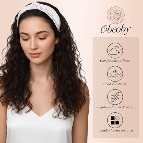 Knotted Headbands for Women, Pink Non-Slip Hair Bands 4-Pack