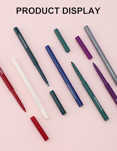4 Pack Dark Green Waterproof Eyeliner Pencils, Retractable & Long-Lasting