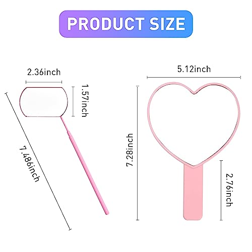 Heart-Shaped Handheld Mirror Set with Lash Mirror, Pink