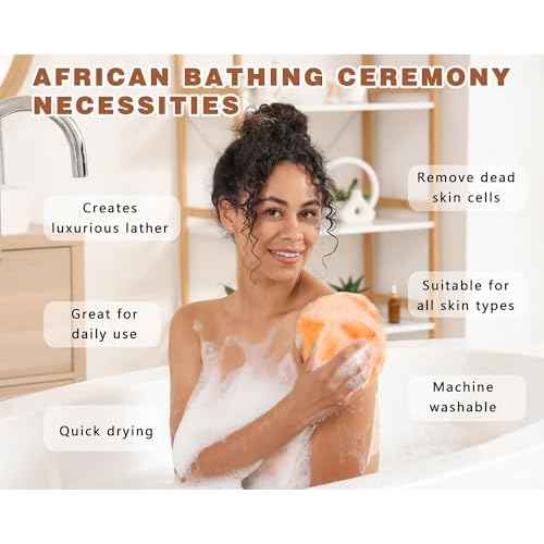 2 Pack African Net Sponge Exfoliating Scrubber Bath Sponge for Daily Use