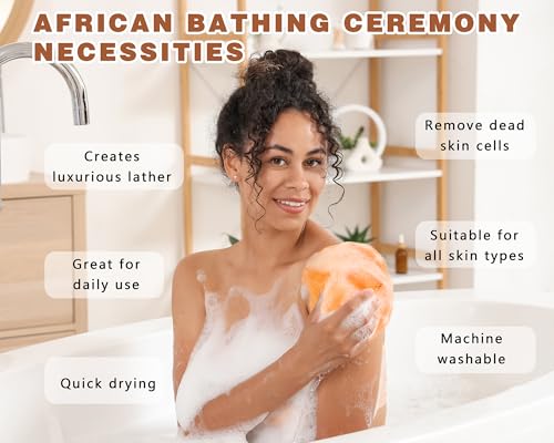 African Net Sponge Exfoliating Body Scrubber 2-Pack (Yellow & Dark Green)