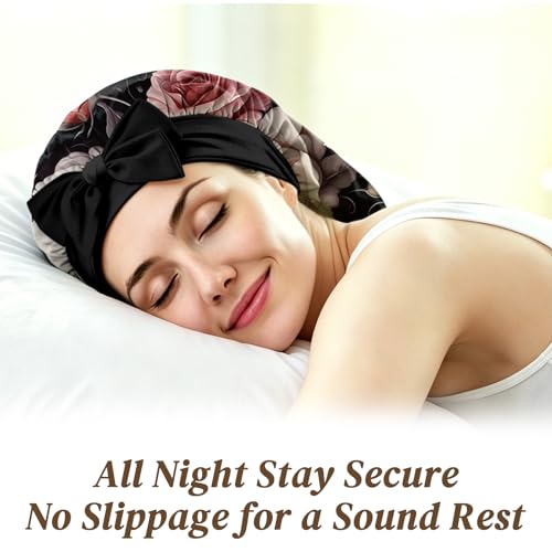 Adjustable Double Layer Satin Hair Bonnet for Long Hair