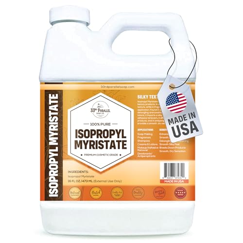 ISOPROPYL MYRISTATE (16 oz) Natural Plant Derived Cosmetic Grade IPM for Soap Making, Fragrances, Shampoo, Creams & Lotion, Makeup & Adhesive Remover, Antiperspirants & Deodorants | 16 Ounces